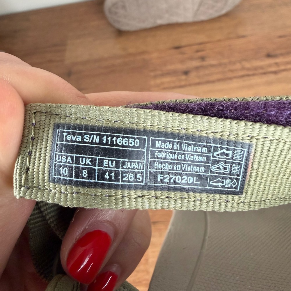 Teva Sandals Olive Green Purple Strappy Sport Hiking Outdoor Women Size 10 - Picture 6 of 7